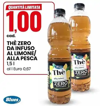 Eurospin Blues thè zero da infuso al limone/alla pesca offerta