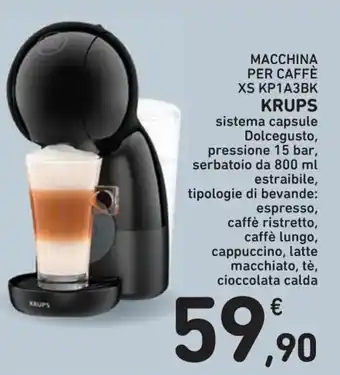 Spazio Conad MACCHINA PER CAFFÈ XS KP1A3BK KRUPS sistema capsule Dolcegusto, 15 bar offerta
