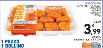 Spazio Conad BOCCONCINI CON FILETTI DI POLLO IMPANATI LE BIRBE AMADORI 300 g offerta
