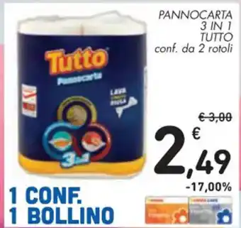 Spazio Conad PANNOCARTA 3 IN 1 TUTTO conf. da 2 rotoli offerta