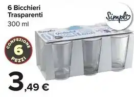 Carrefour Market Simpl 6 bicchieri trasparenti offerta