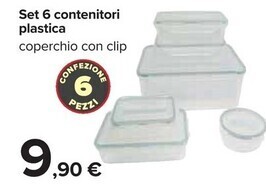 Carrefour Market Set 6 contenitori plastica offerta