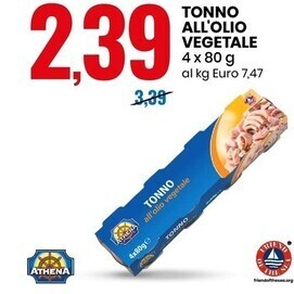 Eurospin Athena tonno all'olio vegetale offerta