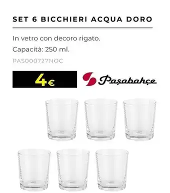 Kasanova Pasabahce set 6 bicchieri acqua doro offerta