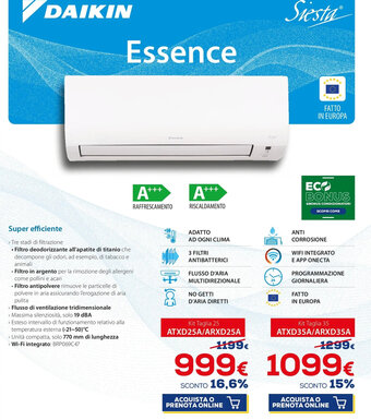 Euronics Daikin Kit Taglia 25 ATXD25A/ARXD25A offerta