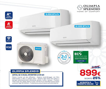 Euronics OLIMPIA SPLENDID ARYAL S2 E DUAL INVERTER 14 (9+12) offerta