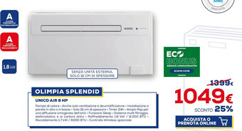Euronics OLIMPIA SPLENDID UNICO AIR 8 HP offerta