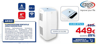 Euronics ARGO CLIMATIZZATORE PORTATILE ARGO MAXIME PLUS offerta