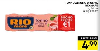 Borello Supermercati TONNO ALL'OLIO DI OLIVA RIO MARE g 80 x 4 offerta