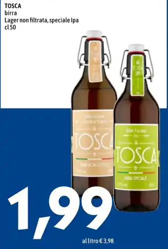 TOSCA birra Lager non filtrata, speciale Ipa cl 50