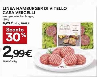 Coop LINEA HAMBURGER DI VITELLO CASA VERCELLI 180 g offerta