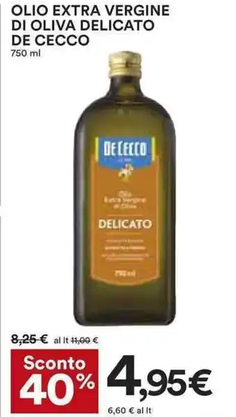Coop OLIO EXTRA VERGINE DI OLIVA DELICATO DE CECCO 750 ml offerta