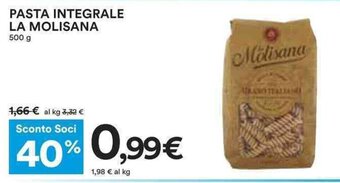 Coop PASTA INTEGRALE LA MOLISANA 500 g offerta