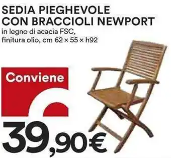 Coop SEDIA PIEGHEVOLE CON BRACCIOLI NEWPORT cm 62 x 55 x h92 offerta