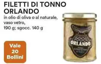 Coop FILETTI DI TONNO ORLANDO 190 g; sgocc. 140 g offerta