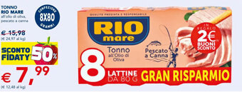 Esselunga TONNO RIO MARE all'olio di oliva, pescato a canna offerta