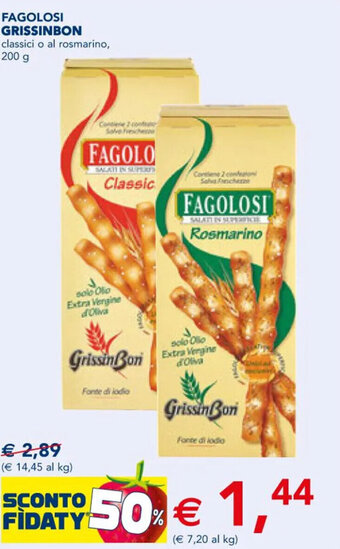 Esselunga FAGOLOSI GRISSINBON classici o al rosmarino, 200 g offerta