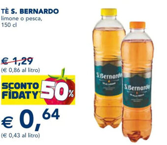 Esselunga TÈ S. BERNARDO limone o pesca, 150 cl offerta