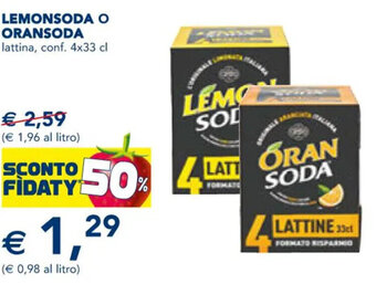 Esselunga LEMONSODA O ORANSODA lattina, conf. 4x33 cl offerta