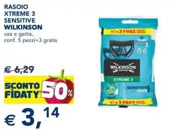 Esselunga RASOIO XTREME 3 SENSITIVE WILKINSON conf. 5 pezzi+3 gratis offerta