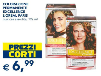 Esselunga COLORAZIONE PERMANENTE EXCELLENCE L'ORÉAL PARIS nuances assortite, 192 ml offerta