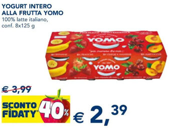 Esselunga YOGURT INTERO ALLA FRUTTA YOMO 100% latte italiano, conf. 8x125 g offerta