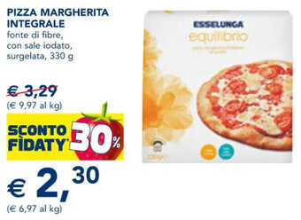 Esselunga PIZZA MARGHERITA INTEGRALE fonte di fibre, con sale iodato, surgelata, 330 g offerta