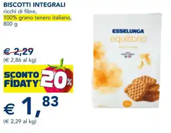 Esselunga BISCOTTI INTEGRALI ricchi di fibre, 800 g offerta