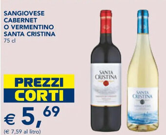 Esselunga SANGIOVESE CABERNET O VERMENTINO SANTA CRISTINA 75 cl offerta