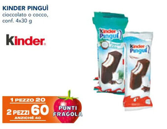 Esselunga KINDER PINGUÌ cioccolato o cocco, conf. 4x30 g offerta