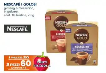 Esselunga NESCAFÉ I GOLOSI ginseng o mocaccino, in polvere, conf. 10 bustine, 70 g offerta