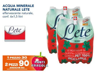 Esselunga ACQUA MINERALE NATURALE LETE effervescente naturale, conf. 6x1,5 litri offerta