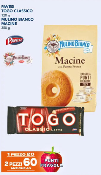 Esselunga PAVESI TOGO CLASSICO 120 g MULINO BIANCO MACINE 350 g offerta