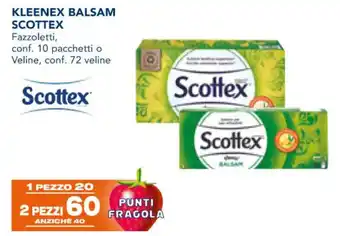 Esselunga KLEENEX BALSAM SCOTTEX Fazzoletti, conf. 10 pacchetti o Veline, conf. 72 veline offerta