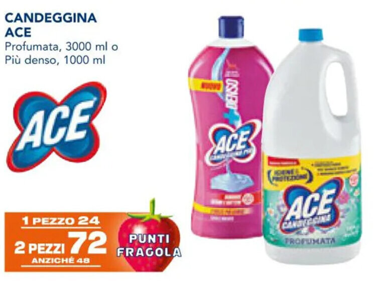 Offerta CANDEGGINA ACE Profumata, 3000 ml o Più denso, 1000 ml nel ...