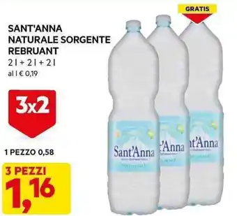 DPiù SANT'ANNA NATURALE SORGENTE REBRUANT 3 x 2l offerta