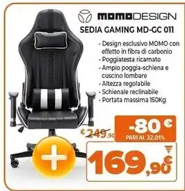 Expert Momodesign sedia gaming md-gc 011 offerta