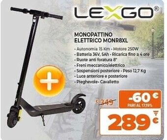 Expert Lexgo monopattino elettrico monr8xl offerta
