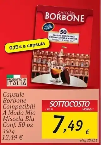 Caffe borbone capsule compatibili a modo mio miscela blu conf. 50 pz
