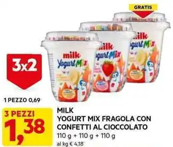 DPiù MILK YOGURT MIX FRAGOLA CON CONFETTI AL CIOCCOLATO 3 x 110 g offerta