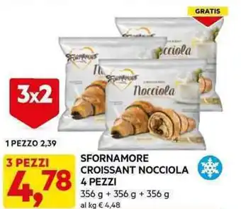 DPiù SFORNAMORE CROISSANT NOCCIOLA 4 PEZZI 3 x 356 g offerta