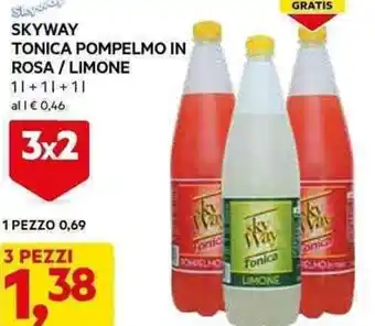 DPiù SKYWAY TONICA POMPELMO IN ROSA / LIMONE 3 x 1 l offerta