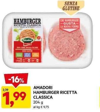 DPiù AMADORI HAMBURGER RICETTA CLASSICA 204 g offerta