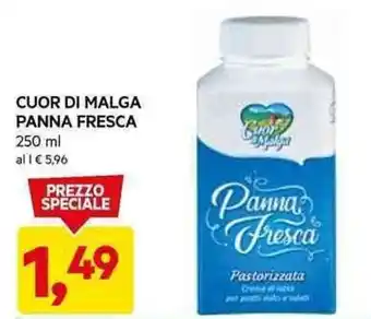 DPiù CUOR DI MALGA PANNA FRESCA 250 ml offerta