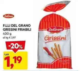 DPiù F.LLI DEL GRANO GRISSINI FRIABILI 400 g offerta