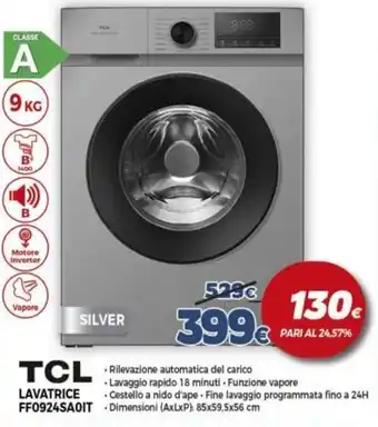 Expert TCL LAVATRICE FF0924SA0IT Dimensioni (AxLxP): 85x59,5x56 cm offerta