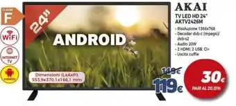 Expert ΑΚΑΙ TV LED HD 24" AKTV2426M offerta