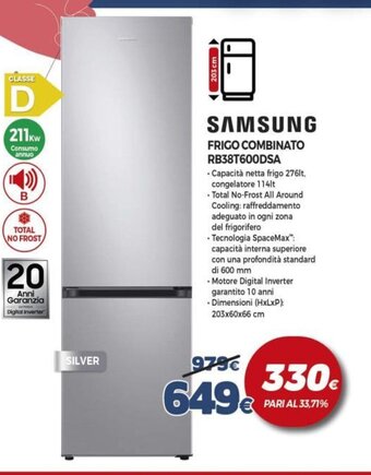Expert SAMSUNG FRIGO COMBINATO RB38T600DSA offerta