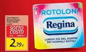 Carrefour Market Regina carta igienica rotoloni conf. 4 rotoli offerta