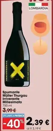 Carrefour Market Millesimato spumante muller thurgau irriverente offerta